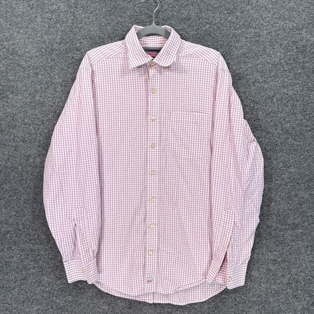 Vineyard Vines Button Down Shirt Men Small Purple Check Murray Long Sleeve